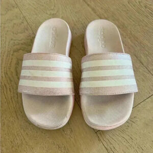 Adidas Girls Slide Sandal Pink Sparkle Size 1